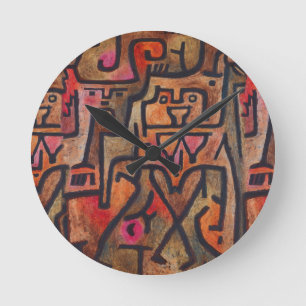 Klee Abstract Red Abstract Expressionist Nature  Runde Wanduhr