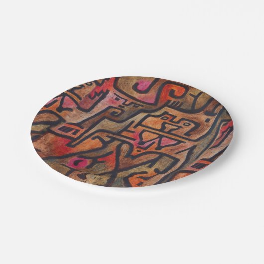 Klee Abstrakt Forest Expressionist Modern Art Pappteller (Schrägansicht)