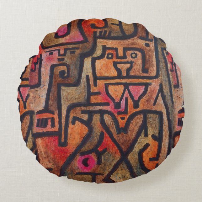 Klee Abstrakt Forest Expressionist Modern Art Rundes Kissen (Vorderseite)