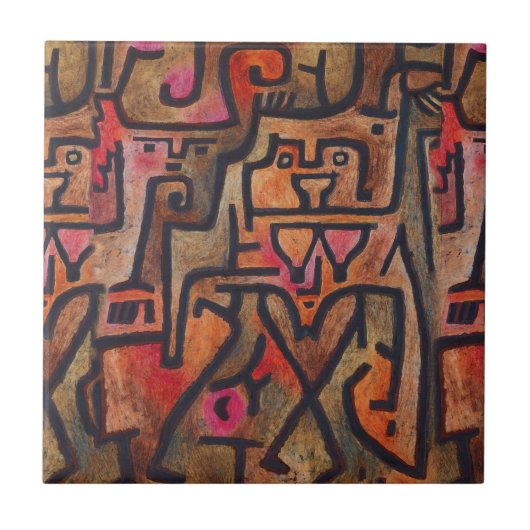 Klee Abstrakter Wald Expressionist Moderne Kunst Fliese (Vorderseite)