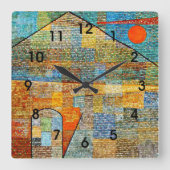 Klee - Ad Parnassus - Kunstwerk Paul Klee Quadratische Wanduhr (Vorderseite)