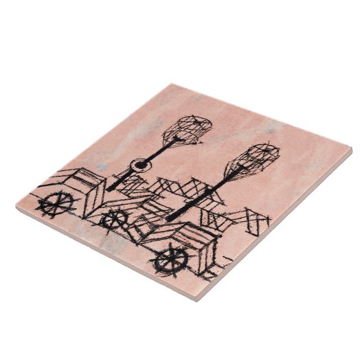 Klee - Altes Dampfboot, abstrakte Kunst Fliese (Seite)