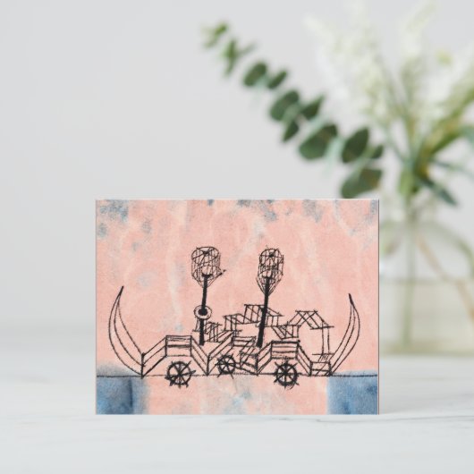 Klee - Altes Dampfboot, abstrakte Kunst Postkarte (Stehend Vorderseite)