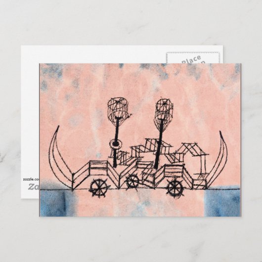 Klee - Altes Dampfboot, abstrakte Kunst Postkarte (Vorne/Hinten)
