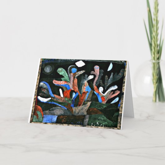 Klee - Bild eines Gartens in dunklen Farben Karte (Vorderseite)