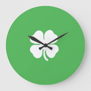 Klee-Blatt-runde (große) Wanduhr