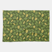 Klee-Blatt-u. Goldmünze-Muster Geschirrtuch (Horizontal)