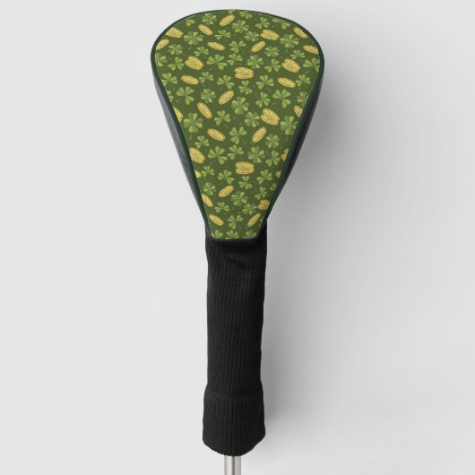 Klee-Blatt-u. Goldmünze-Muster Golf Headcover (Vorderseite)
