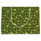 Klee-Blatt-u. Goldmünze-Muster Große Geschenktüte (Vorderseite)