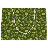 Klee-Blatt-u. Goldmünze-Muster Große Geschenktüte (Rückseite)