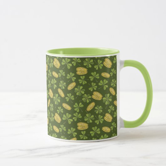 Klee-Blatt-u. Goldmünze-Muster Tasse (Rechts)