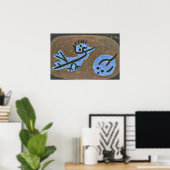 Klee - Blauer Vogel-Kürbis Poster (Heimbüro)
