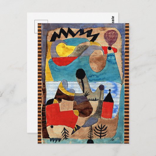 Klee - Burglandschaft mit schwarzem Blitz Postkarte (Vorne/Hinten)