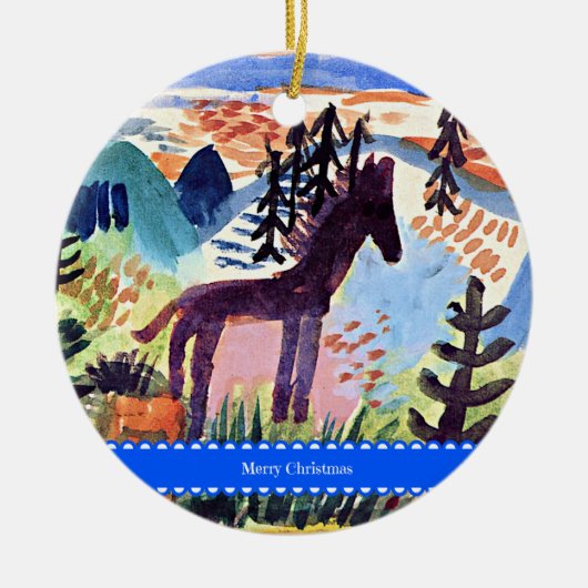 Klee - Das Pferd, frohe Weihnachten, Keramik Ornament (Vorne)
