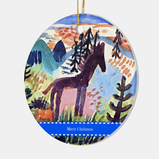 Klee - Das Pferd, frohe Weihnachten, Keramik Ornament (Links)
