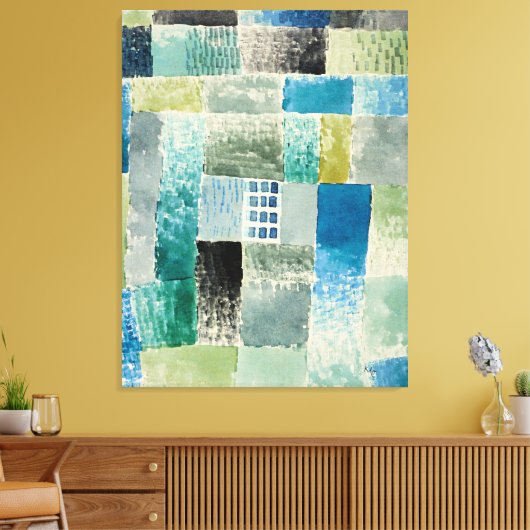 Klee - Erstes Haus in einer Einigung Leinwanddruck (Insitu (Wohnzimmer))