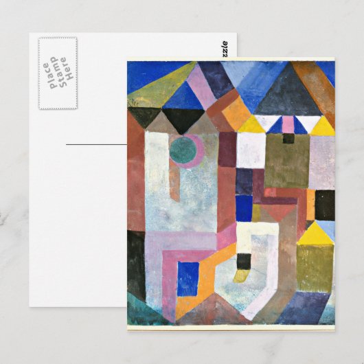 Klee - farbenfrohe Architektur Postkarte (Vorne/Hinten)