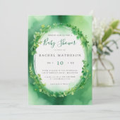 Klee grün st Patricks Kinderdusche Einladung (Stehend Vorderseite)