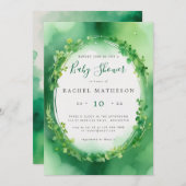 Klee grün st Patricks Kinderdusche Einladung (Vorne/Hinten)