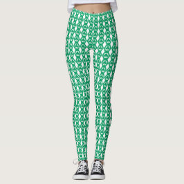 Klee Grün Weiß Sechseck Muster Leggings