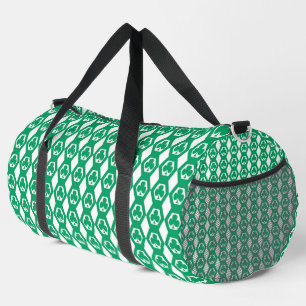 Klee Grün Weiß Sechseckmuster Groß Duffle Bag