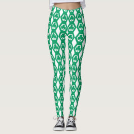 Klee Grün Weiß Sechseckmuster Leggings