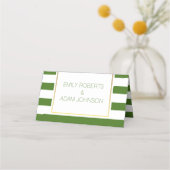 Klee, grüne Streifen Irische Hochzeit gefaltete Es Platzkarte (Rückseite)