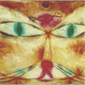 Klee - Katze und Vogel Aufkleber (Vorderseite)