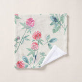 Klee, Kleeblatt auf Beige. Badhandtuch Set (Waschlappen)