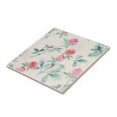 Klee, Kleeblatt auf Beige. Fliese (Seite)