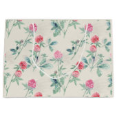 Klee, Kleeblatt auf Beige. Große Geschenktüte (Vorderseite)