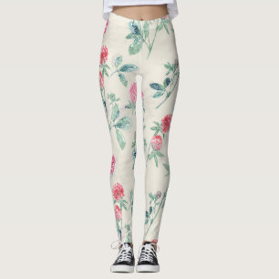 Klee, Kleeblatt auf Beige. Leggings