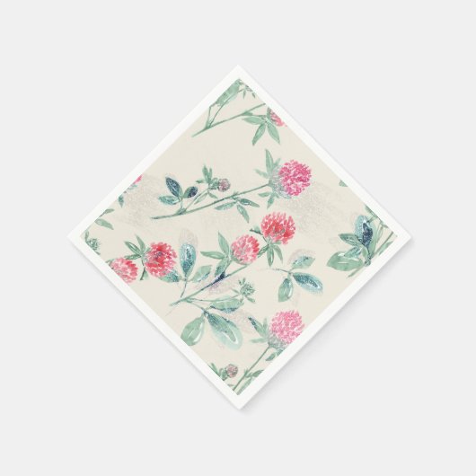 Klee, Kleeblatt auf Beige. Serviette (Ecke)