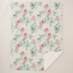 Klee, Kleeblatt auf Beige. Sherpadecke