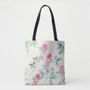 Klee, Kleeblatt auf Beige. Tasche
