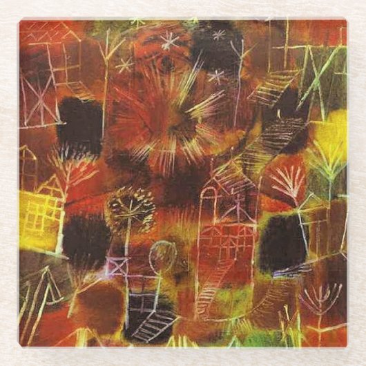 Klee - Kosmische Komposition Glasuntersetzer (Vorderseite)