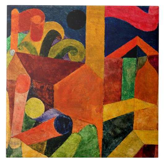 Klee - Landschaft mit Flaggen Fliese (Vorderseite)