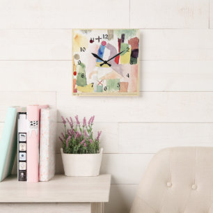 Klee - pathetische Wasserfarbe, Quadratische Wanduhr