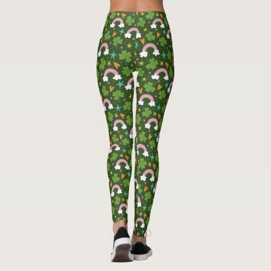 Klee-Regenbogen-St.-Patricks-Tag-Muster Leggings (Rückseite)
