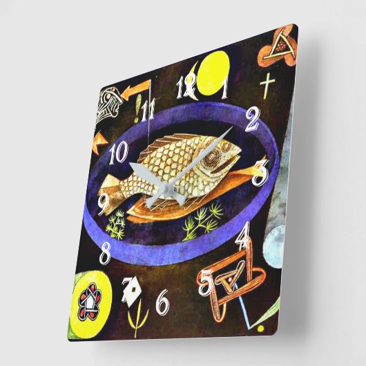 Klee - Rundfisch Quadratische Wanduhr (Winkel)