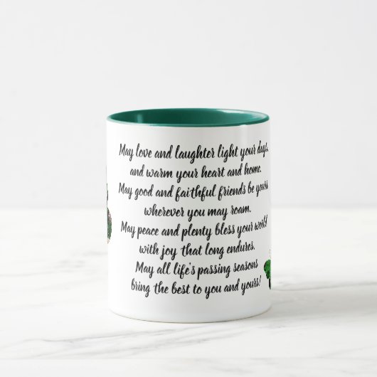 Klee-Schmetterlings-irische Segen-Tasse Tasse (Zentrum)