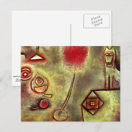 Klee - Stillleben mit Tierstatuette Postkarte (Vorne/Hinten)