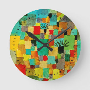 Klee - Südlicher (tunesischer) Garten Runde Wanduhr