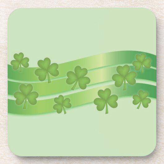 Klee und grüne Streifen Getränkeuntersetzer (Vorderseite)