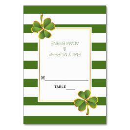 Klee und grüne Streifen Irish Hochzeitsbegleitkart Tischnummer