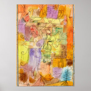 Klee - Unfertige Landschaft Gerahmt in Cerulean Bl Poster