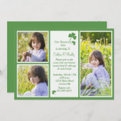 Kleeblatt 3-Foto-Geburtstagsparty Einladung (Vorne/Hinten)