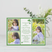 Kleeblatt 3-Foto Geburtstagsparty Einladung (Stehend Vorderseite)