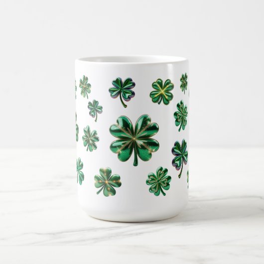 Kleeblatt 3D Clover Blätter Lucky Kaffeetasse (Mittel)