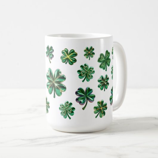 Kleeblatt 3D Clover Blätter Lucky Kaffeetasse (VorderseiteRechts)